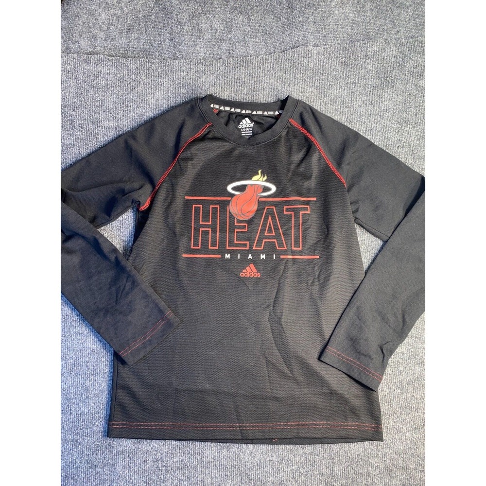 Miami Heat Adidas Shirt‎ Basketball Mens Large Black Climalite Long Sleeve Logo